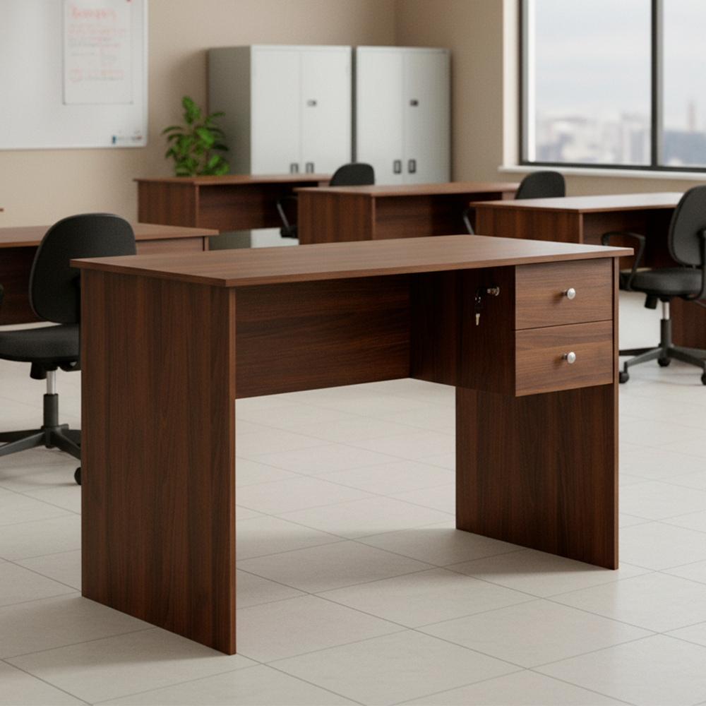 Escritorio 2 Cajones c/ Llave Nogal