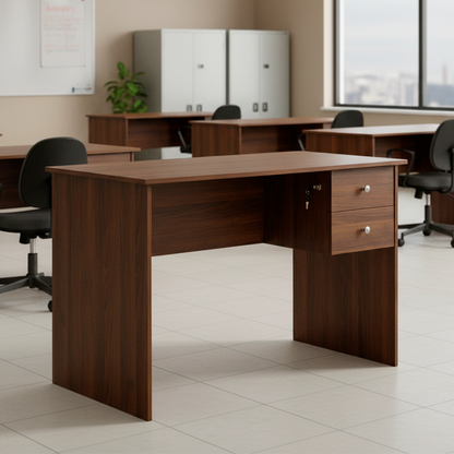 Escritorio 2 Cajones c/ Llave Nogal