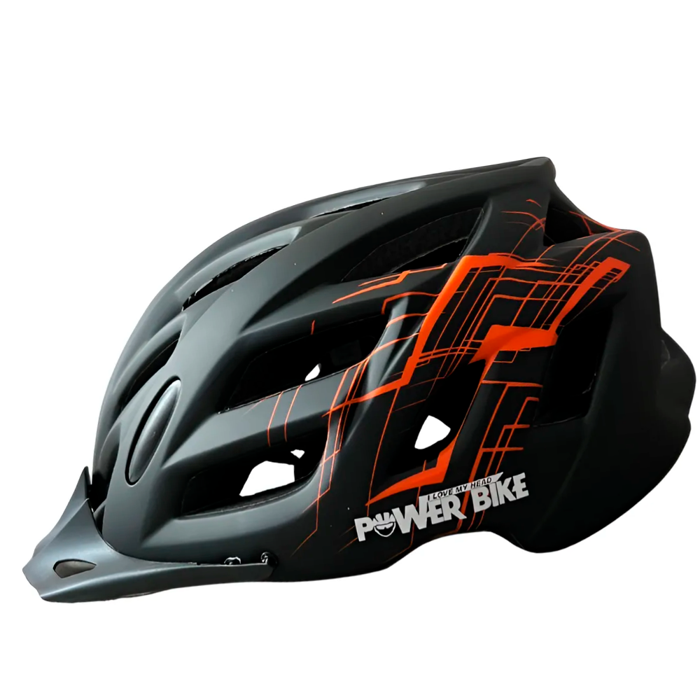 Casco Deportivo con Luz Negro-Naranja