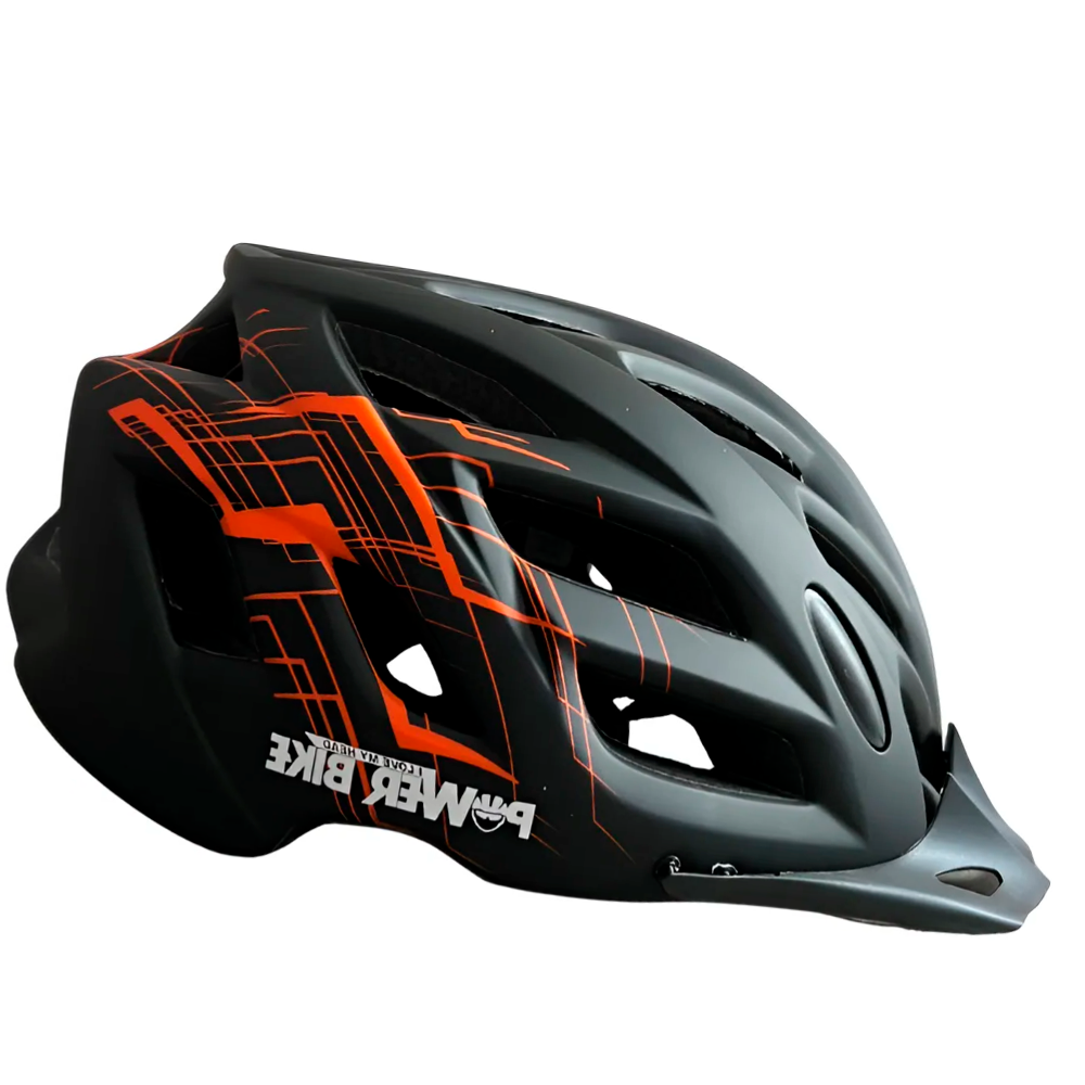 Casco Deportivo con Luz Negro-Naranja