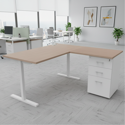 Estación de Trabajo T con Cajonera Pedestal