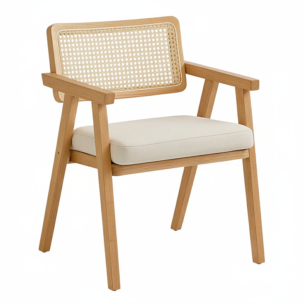 Sitial Acolchado Chandigarh Butaca Rattan - Madera