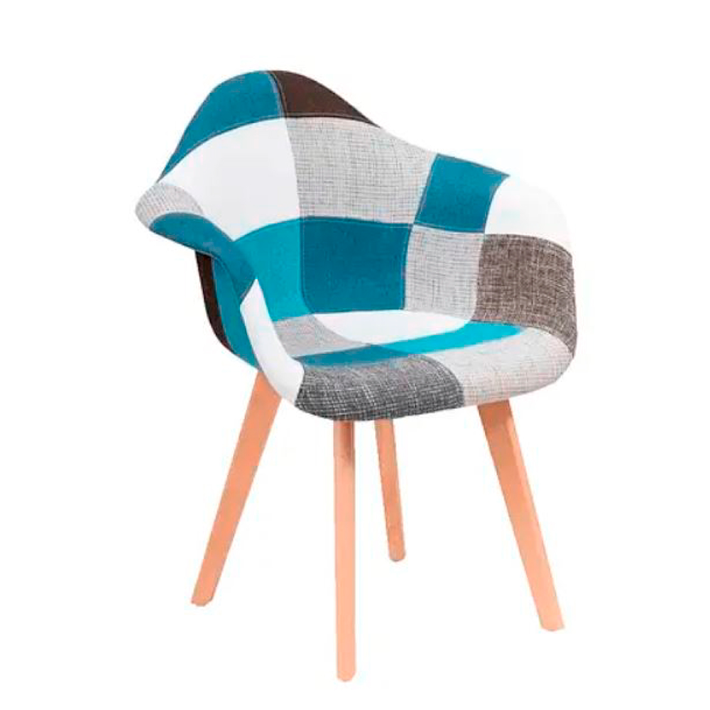 Butaca Patchwork Wood Celeste