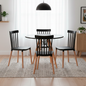 Comedor Mesa Redonda Negra 100cm + 4 Sillas Windsor Negras