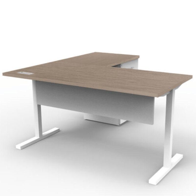 Estación de Trabajo T con Cajonera Pedestal y Faldón - Relámpago.Shop