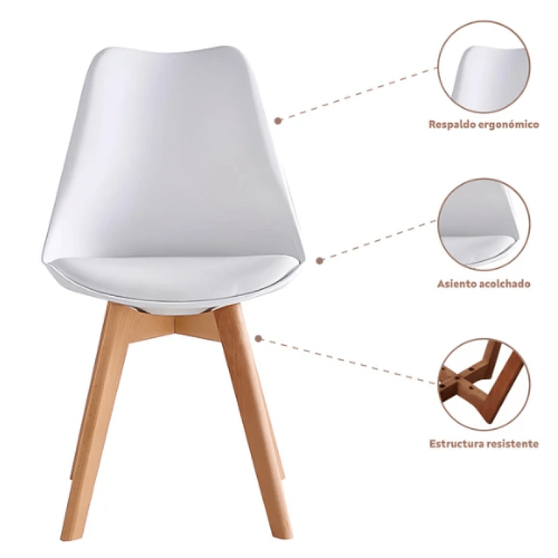 Silla Tulip Acolchada Blanco