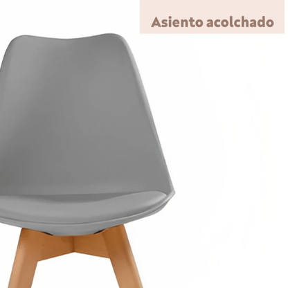 Silla Tulip Acolchada Gris