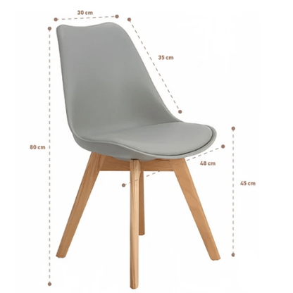 Silla Tulip Acolchada Gris