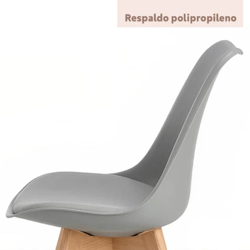 Silla Tulip Acolchada Gris