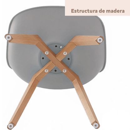 Silla Tulip Acolchada Gris