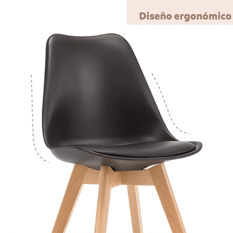 Silla Tulip Acolchada Negro