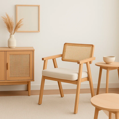 Sitial Acolchado Chandigarh Butaca Rattan - Madera