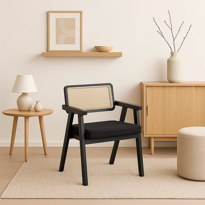 Sitial Acolchado Chandigarh Butaca Rattan - Negro