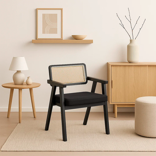 Sitial Acolchado Chandigarh Butaca Rattan - Negro