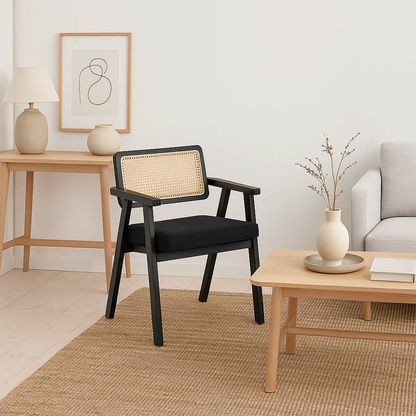 Sitial Acolchado Chandigarh Butaca Rattan - Negro