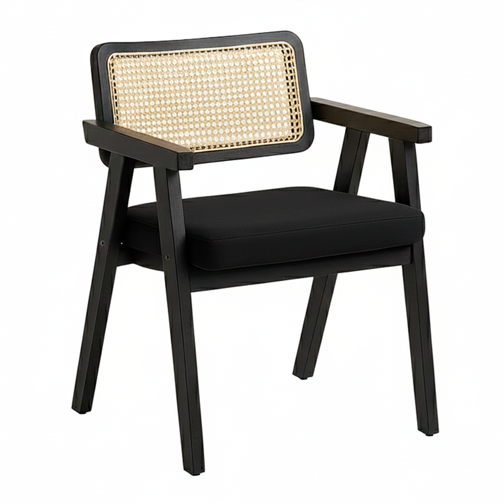 Sitial Acolchado Chandigarh Butaca Rattan - Negro