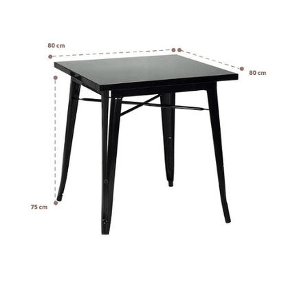 Comedor Mesa Tolix 80x80cm + 4 sillas Tolix Negras - Relámpago.Shop