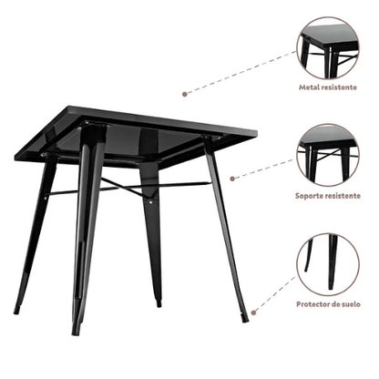 Mesa Tolix 80x80cm Negra - Relámpago.Shop