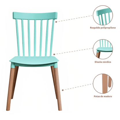 Pack de 4 Sillas Windsor Menta - Relámpago.Shop