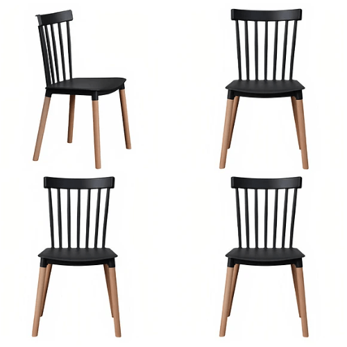 Pack de 4 Sillas Windsor Negras - Relámpago.Shop